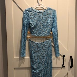 Rubber ducky blue lace mermaid two piece dress